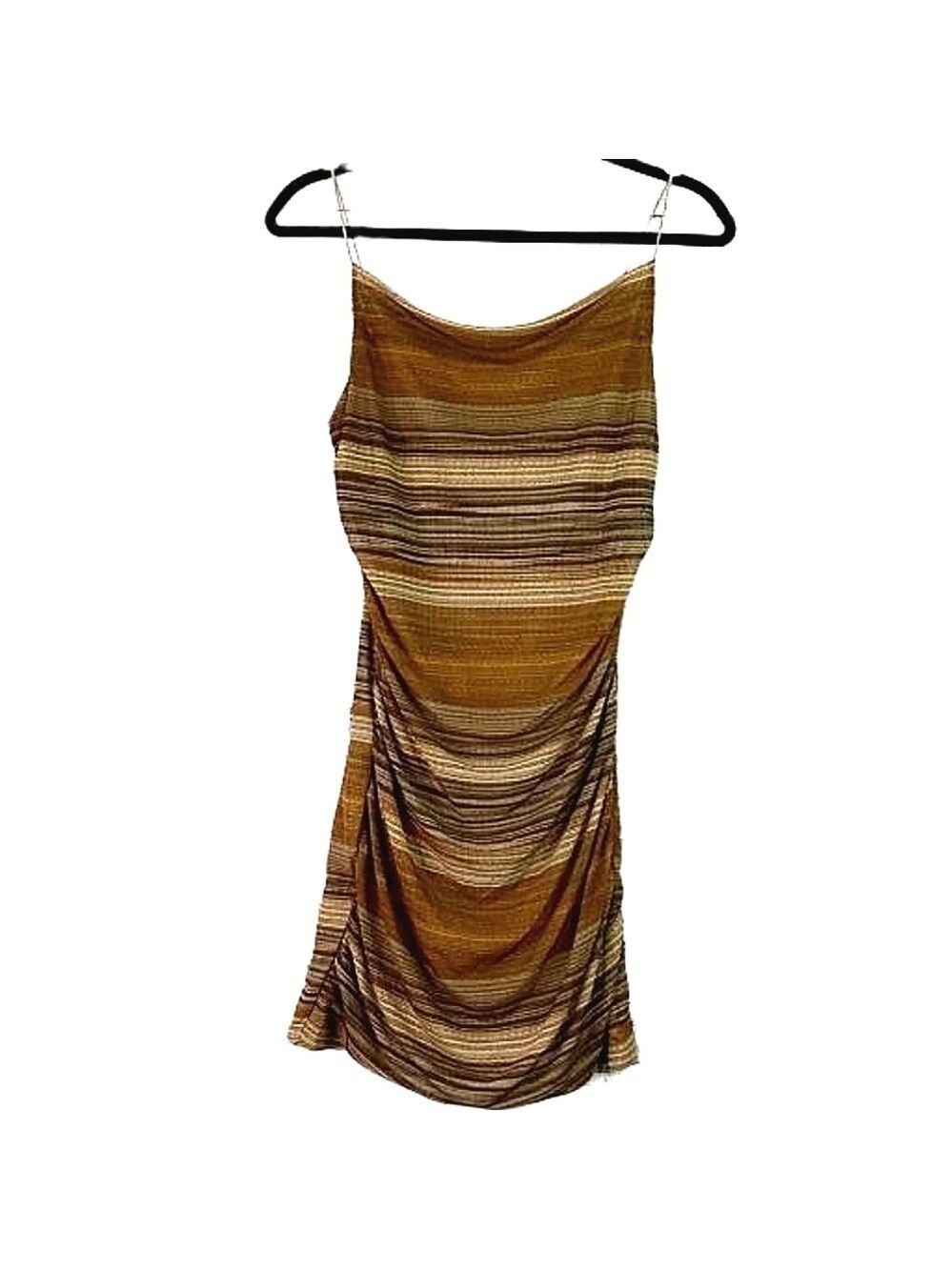 WILD FABLE SIZE S BROWN STRIPE SUMMER FALL DRESS NWT - Picture 2 of 13